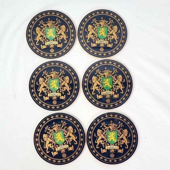6 Drink Coasters FARRELL crest Family - Picture 1 of 4